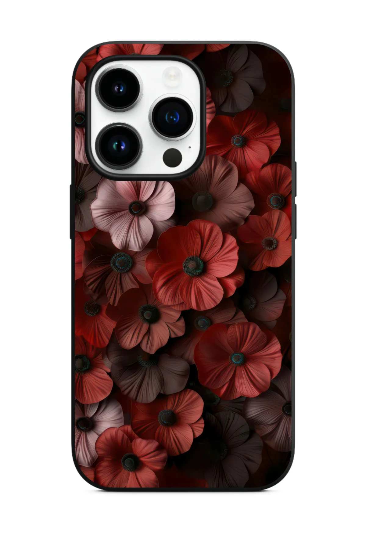 Kırmızı Pembe Çiçek Desenli Telefon Kılıfı 1 Kırmızı Pembe Çiçek Desenli Telefon Kılıfı