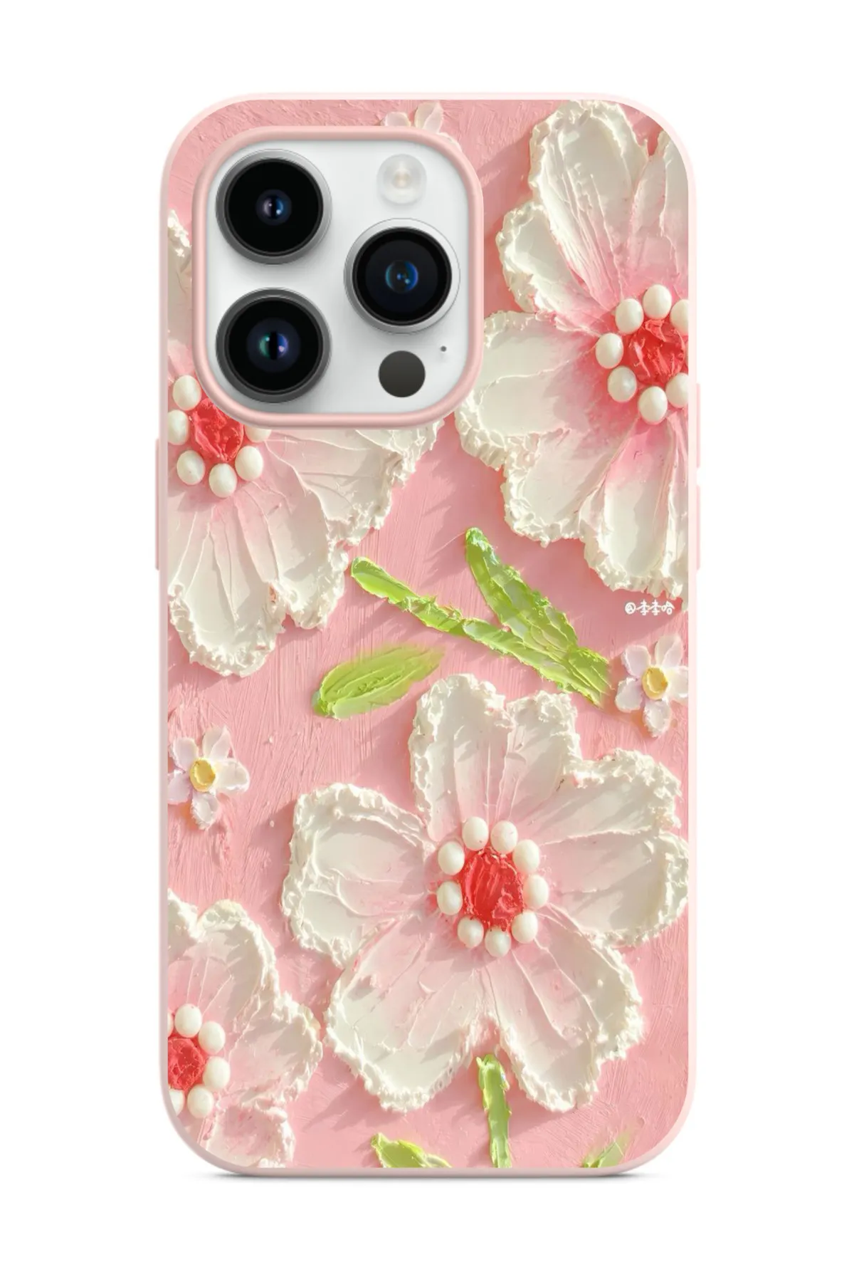 Yağlı Boya Çiçek Desenli Pembe Telefon Kılıfı 1 Yağlı Boya Çiçek Desenli Pembe Telefon Kılıfı