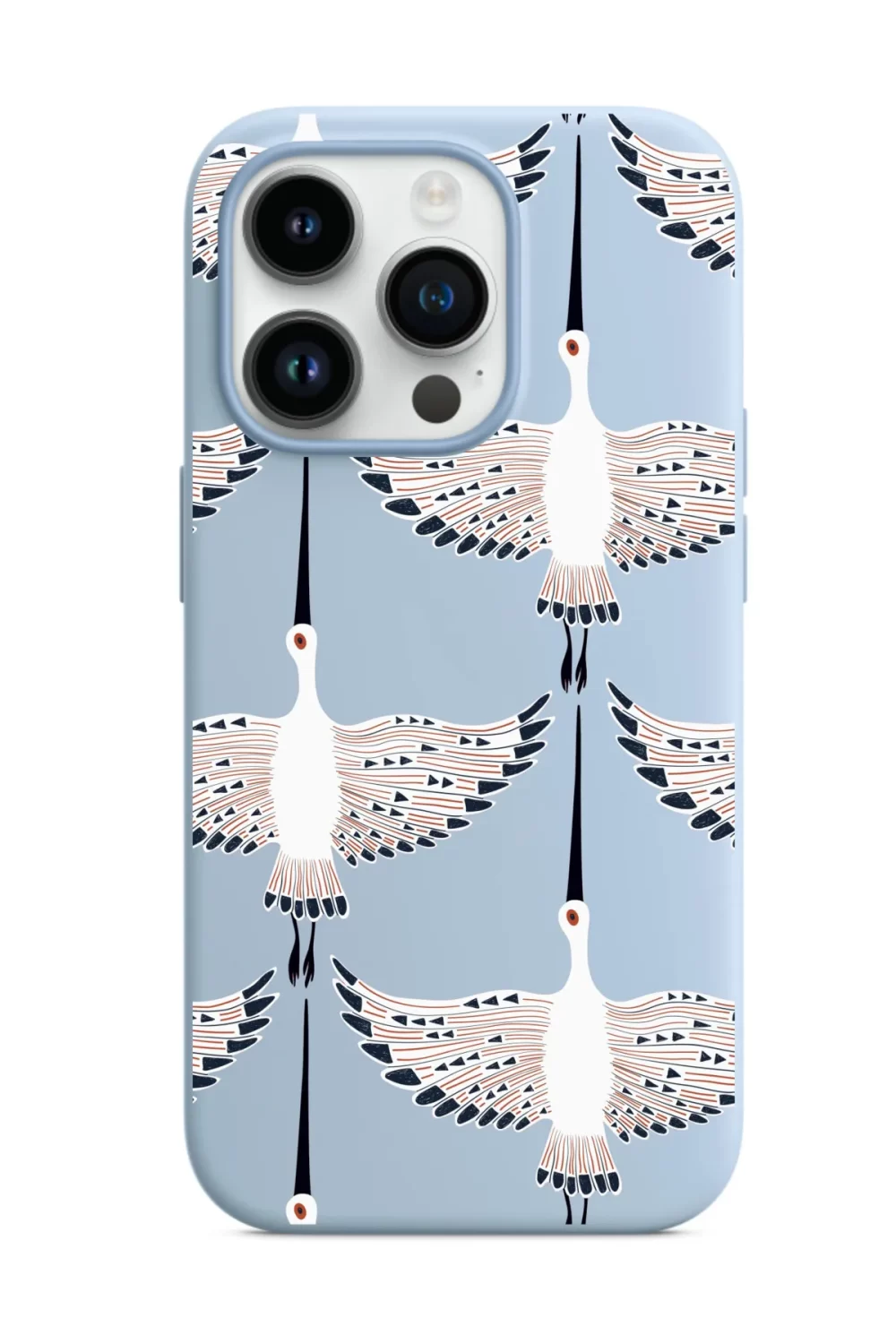 Beyaz Turna Desenli Telefon Kılıfı